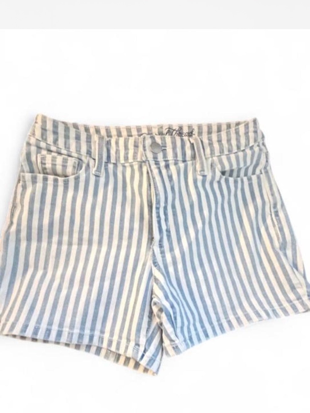 Universal Thread Light Blue and White Vertical Stripe High-Rise Shorts